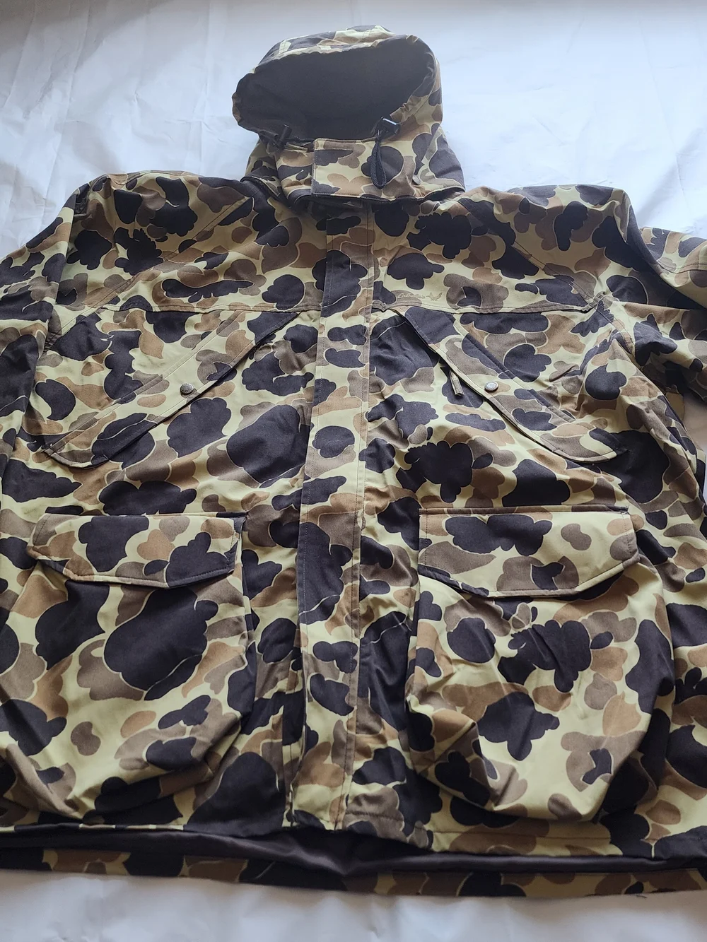 VTG CABELA'S MEN'S OUTDOOR GEAR DUCK CAMO HUNTING HOODED JACKET BROWN SIZE 3XL